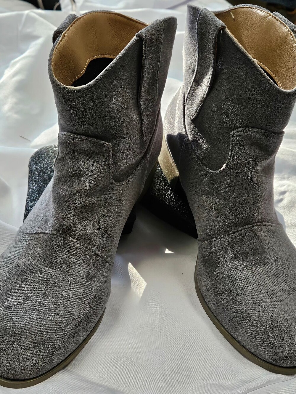 Women's Gray Suede Ankle Boots - Stylish Everyday Heel
